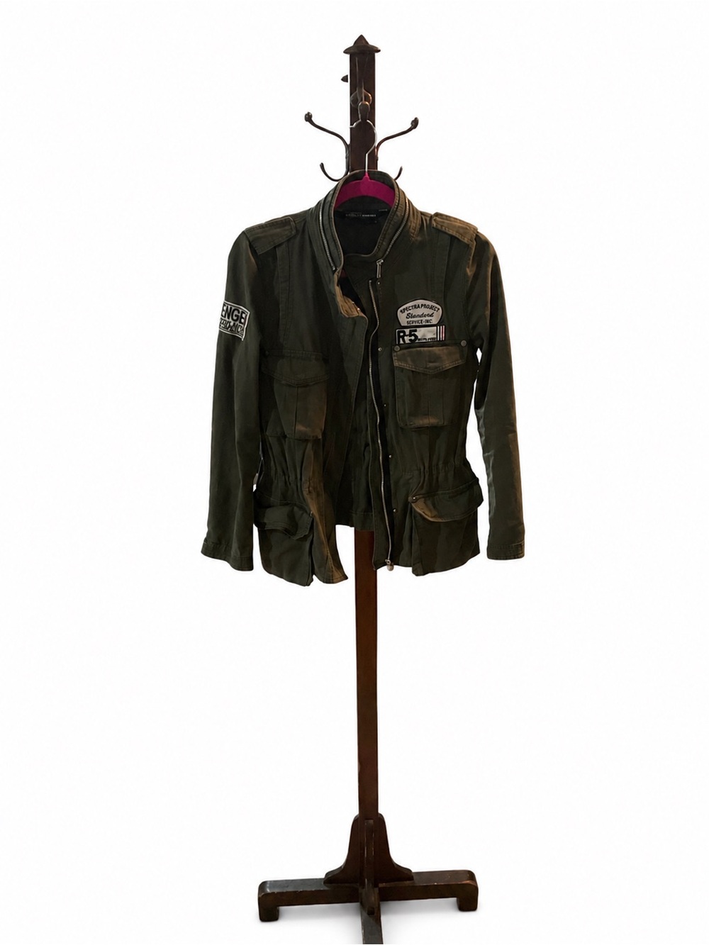 GPX New York Olive Green Military Utility Jacket Women’s Full Zip Cargo Coat Sm